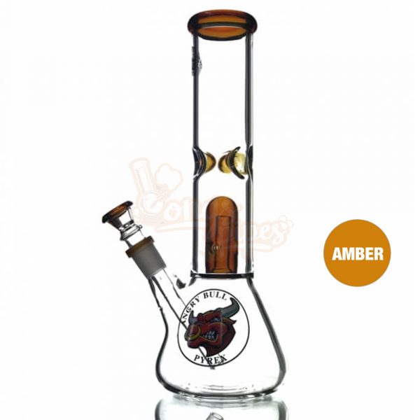 Agung Angry Bull Percolator Full Glass Bong 29cm Amber