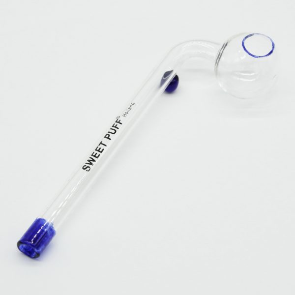 Sweet Puff Glass Pipe 10cm - Blue Rim and Balancer