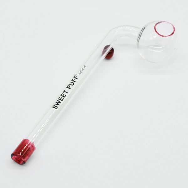 Sweet Puff Glass Pipe 10cm - Red Rim and Balancer