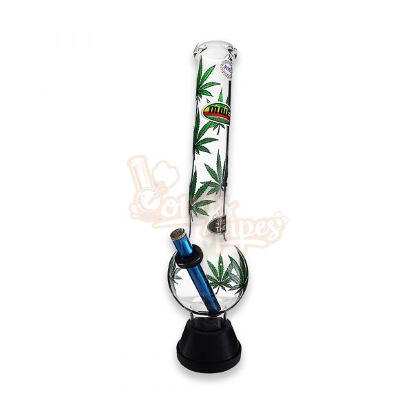 XLarge Glass Bonza Bubble Green Leaf 37cm