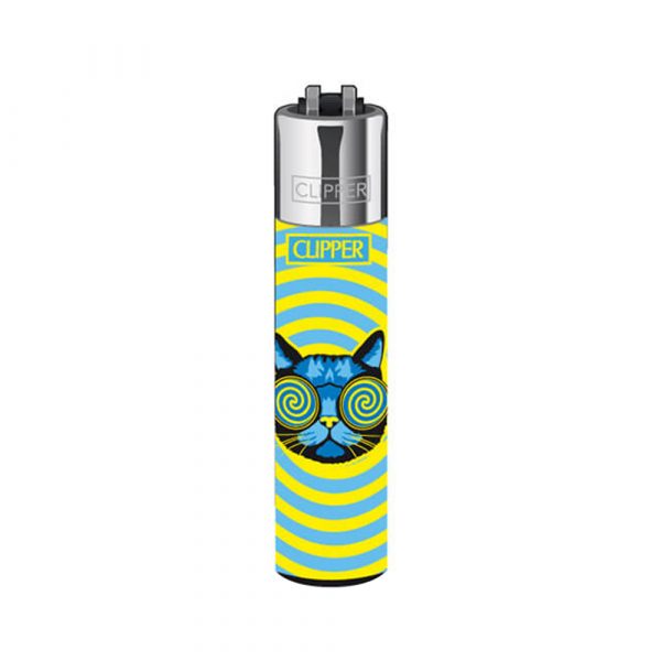 CLIPPER Refillable Trippy Cats Large Blue