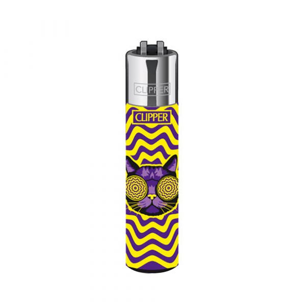 CLIPPER Refillable Trippy Cats Large Purple
