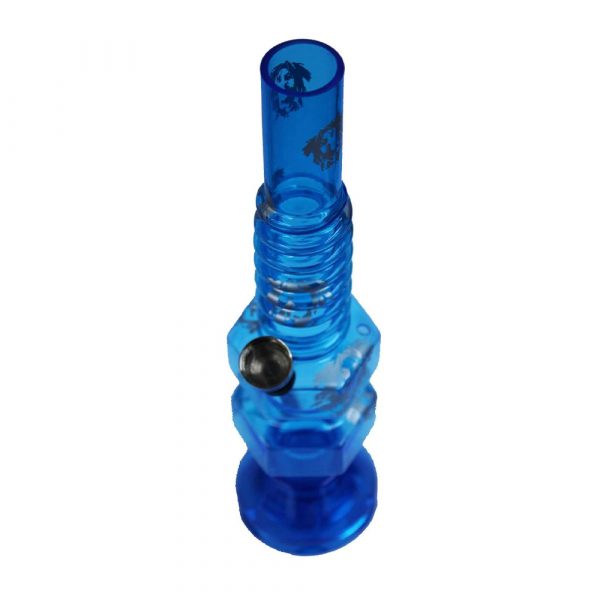 21cm Acrylic Water Pipe With Built In Grinder Blue