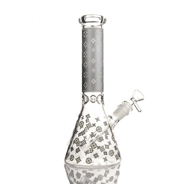 Glow In The Dark Louis Vuitton Glass Beaker Bong 25cm Gray