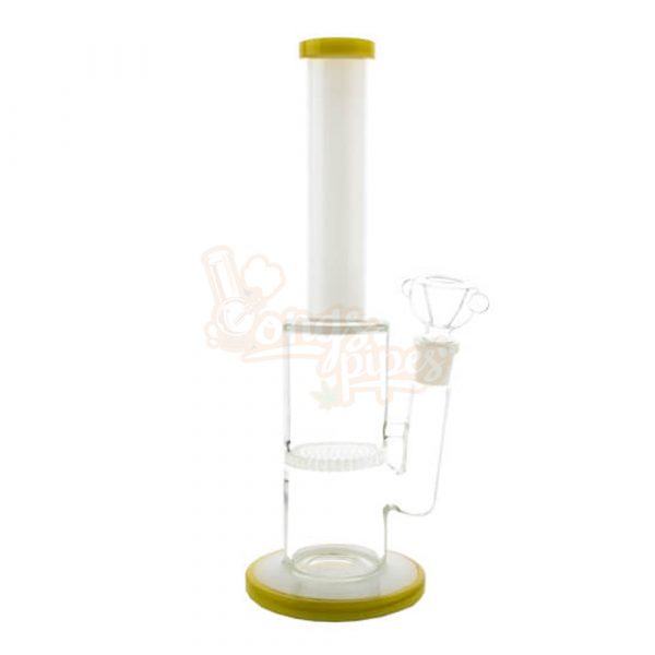 Straight Coloured Honeycomb Glass Water Pipe 26cm