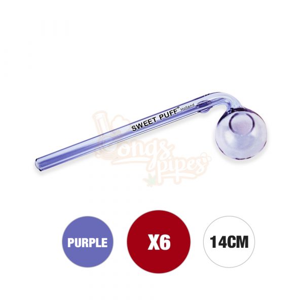 6X Purple Curved Sweet Puff Pipe 14cm