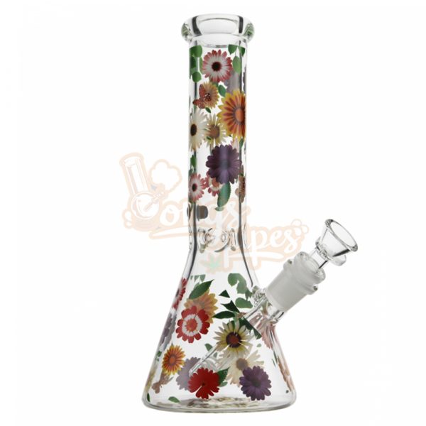 Floral Glass Beaker Waterpipe 25cm