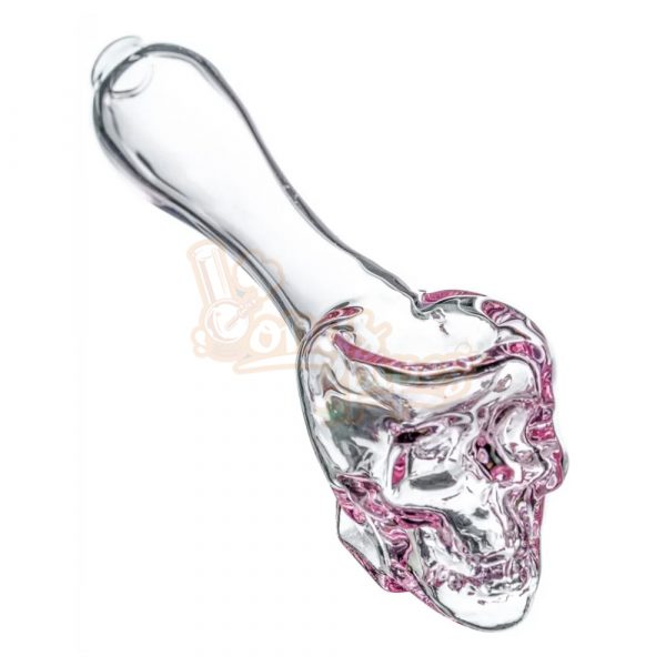 Skull Mini Spoon Glass Pipe 11cm Pink