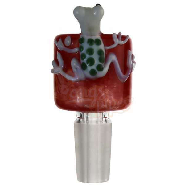 Double Wall Glass Cone Piece With Lucky Frog On The Side 14mm Red
