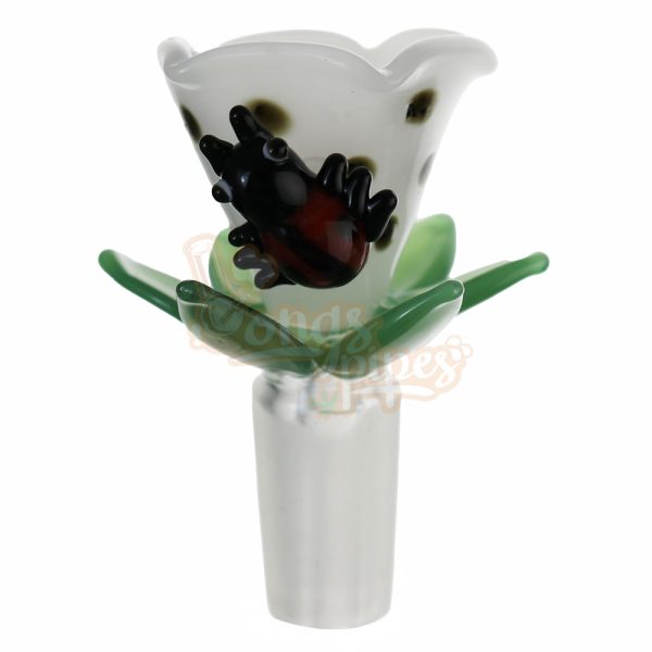 Flower Shape Glass Cone Piece features a Lady Bug 14mm Green