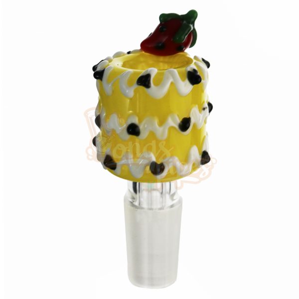 Strawberry Cake Glass Cone Piece 14mm Yellow