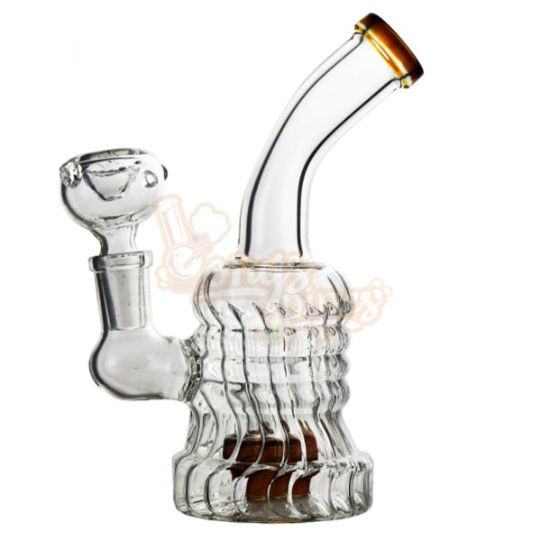 70’s Swirl Glass Water Pipe 16cm Amber