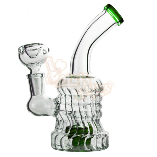 70’s Swirl Glass Water Pipe 16cm Green
