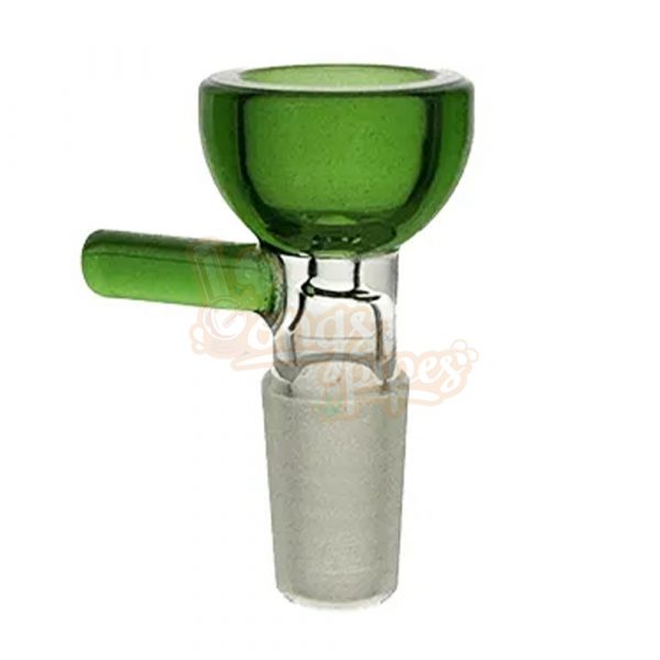 14mm Glass Cone Piece with a Colored Handle Green