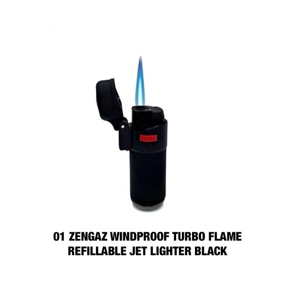 ZENGAZ Windproof Turbo Flame Refillable Jet Lighter Black