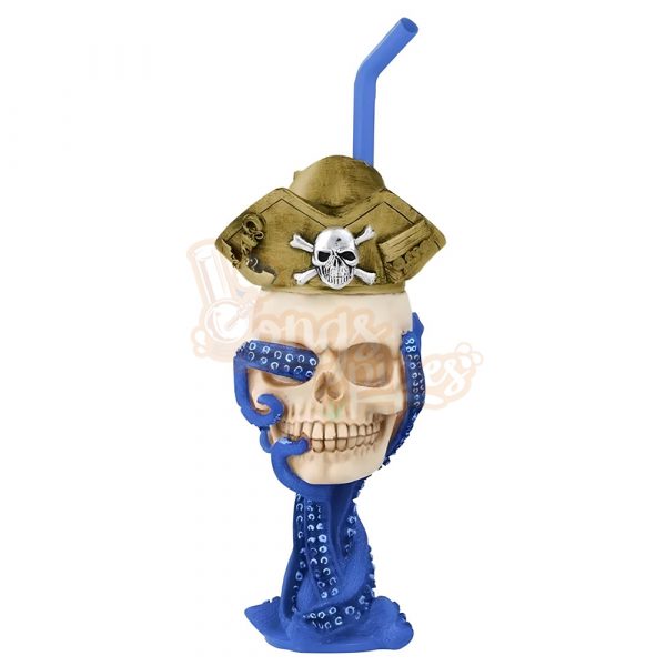 Pirate Skull Bong 24.5cm Blue