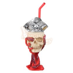 Pirate Skull Bong 24.5cm Red