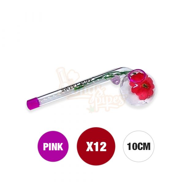 12X Sweet Puff Pipe with Pink Rim and Balancer 10cm