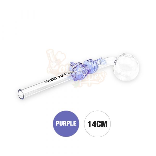Purple Bunny Sweet Puff Glass Pipe 14cm
