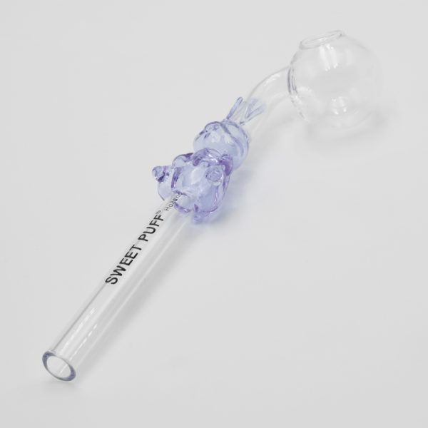 Bunny Sweet Puff Glass Pipe 14cm - Purple and Balancer