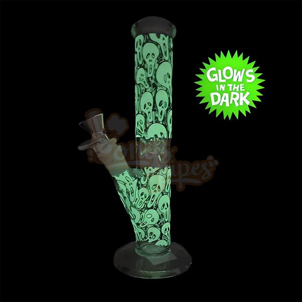 Glow In The Dark Straight Scream Glass Bong 25cm