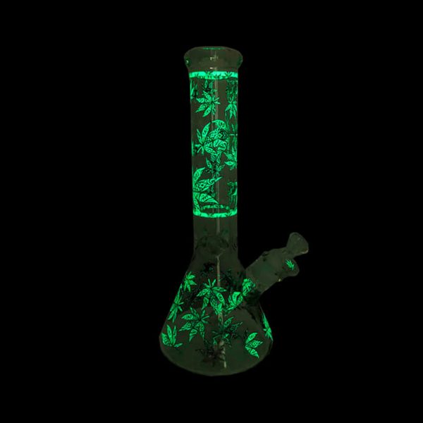 Glow in the Dark Glass Beaker Bong 35cm
