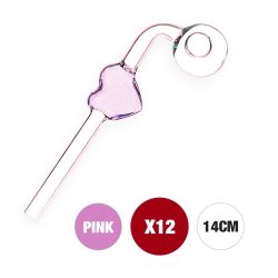 12X Pink Love Heart Sweet Puff Pipe 14cm