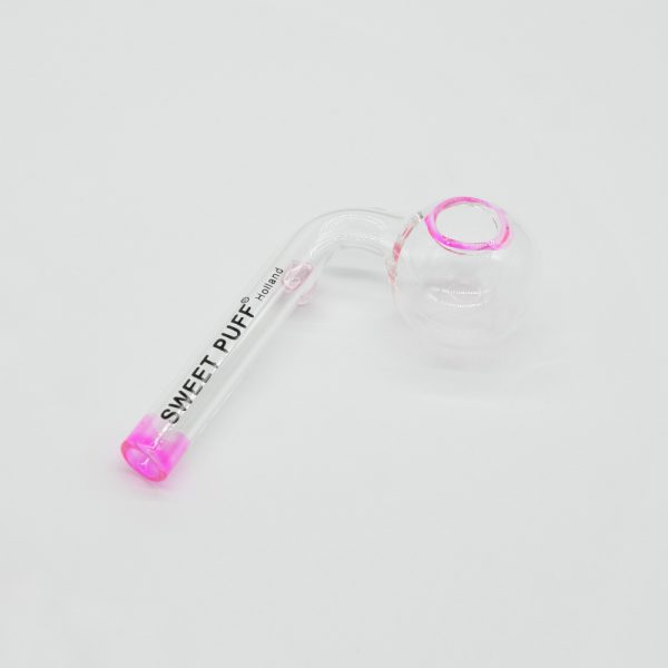 Sweet Puff Glass Pipe 8cm - Pink Rim and Balancer